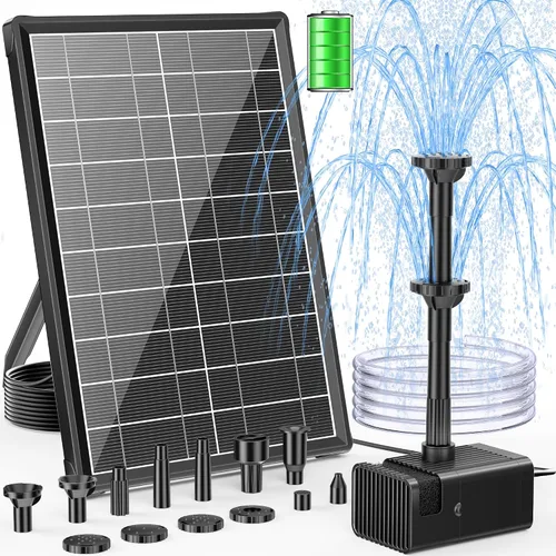 Miniatura 12 de POPOSOAP - Bomba de Fuente Solar para Baño de Pájaros, Bomba de Fuente de Agua Solar de 6W para Exterior con Tubo de 4 Pies y 5 Boquillas, Bomba