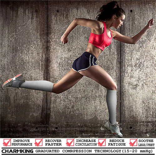 Miniatura 2 de CHARMKING - Calcetines de compresión para mujeres y hombres (3 pares), 15-20 mm Hg, el mejor apoyo para atletismo, running o ciclismo, mejora