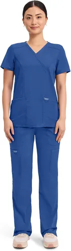 Miniatura 5 de Workwear Revolution WW610 - Ropa quirúrgica con estilo cruzado falso para mujer, elástica, suave y de fácil cuidado