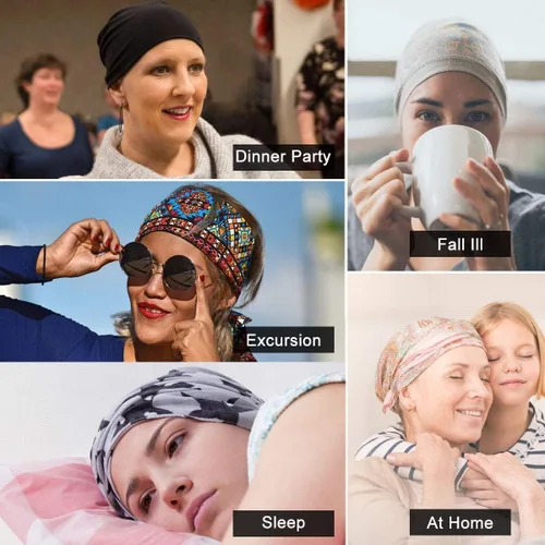 Miniatura 5 de JarseHera Gorro holgado de mujer con encaje de algodón, gorros para quimioterapia, gorros para el cáncer, turbante