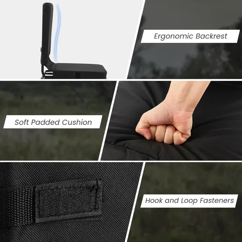 Miniatura 8 de Tangkula Silla de caza, silla ciega giratoria de 360 grados con cojín acolchado, almohadillas ajustables, sillas de caza plegables portátiles