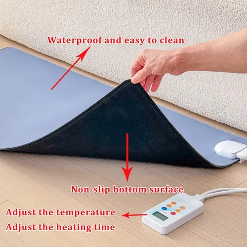 Miniatura 3 de Electric Heated Floor Mat, Infrared Radiant Floor with 60 Adjustable Thermostat and 12-Hour Timer,Space Heater Area Rug Carbon Crystal Floor Heating