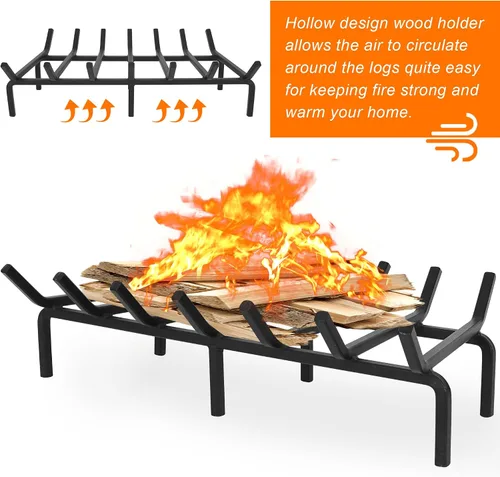 Miniatura 3 de Rejilla de Troncos para Chimenea, Soporte de Acero Sólido Resistente para Leña, Portador de Leña para Estufa de Hogar Interior, Brasero Exterior