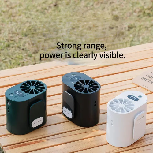 Nuevo ventilador de cintura inalámbrico con luz LED, batería de larga duración y pantalla digital, ideal para actividades al aire libre (color