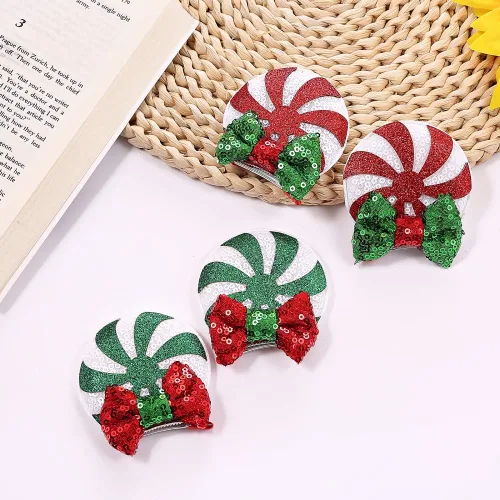 Miniatura 4 de Pinzas para orejas de ratón con lazo de lentejuelas brillantes, 2 pares, pasadores de pelo para niñas, accesorios para el cabello para decoración