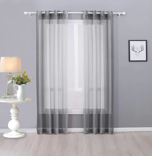 Miniatura 4 de Interior Trends Ariana - Juego de 2 cortinas de gasa transparente totalmente cosida con ojales (63 pulgadas de largo, beige)