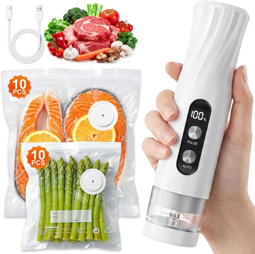 Miniatura 11 de RIWUSI 30 bolsas selladoras al vacío reutilizables para alimentos con válvula de aire y 10 clips de sellado, pequeñas (8.2 x 8.7 pulgadas), bolsas