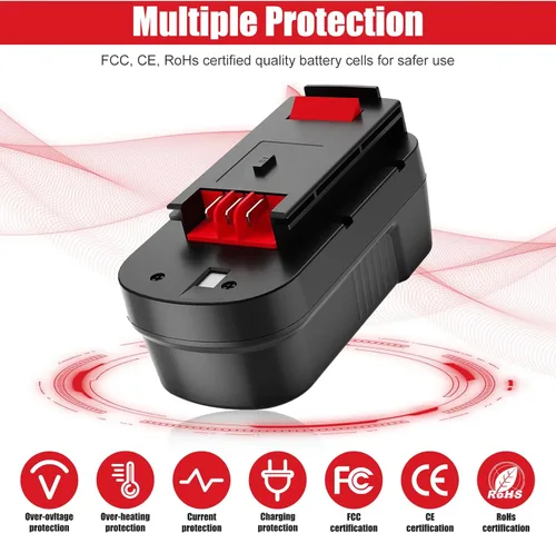 Miniatura 4 de Batería de 18 voltios de reemplazo para Black and Decker HPB18, HPB18-OPE, 244760-00, A1718, A18, Firestor FS180BX, FS18FL, paquete de 2