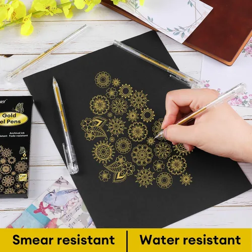 Miniatura 4 de Dyvicl Bolígrafos de gel dorados metálicos, bolígrafos finos de 0.031 in, tinta de gel, bolígrafos de gel metálicos para dibujo de papel negro