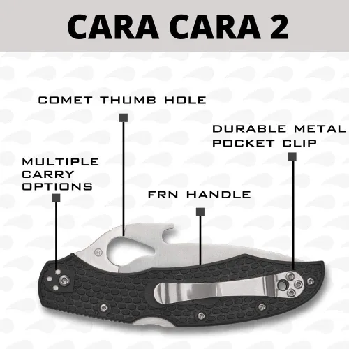 Miniatura 4 de Spyderco Cara Cara 2 CombinationEdge - Cuchillo ligero con abridor Emerson, mango FRN y hoja de acero 8Cr13MoV completamente plana - BY03PSBK2W