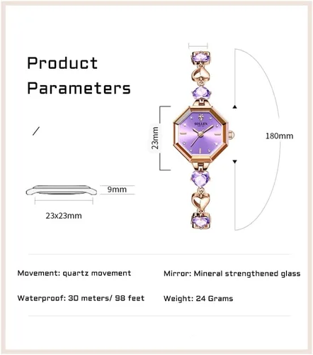 Miniatura 6 de SOLLEN Reloj de cuarzo para mujer, relojes analógicos de cuarzo de moda impermeables para mujer