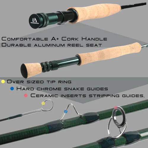 Miniatura 4 de M MAXIMUMCATCH Maxcatch Extreme - Caña de pescar con mosca de grafito extremo, 4 piezas, 9 pies con carbono IM6 en blanco, guías cromadas duro