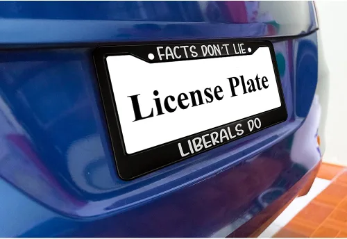 Miniatura 6 de oFloral Marco de matrícula Facts Don't Lie Liberals Do de aleación de aluminio, patriótico estadounidense, aplicable a los estándares de Estados