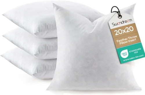 Miniatura 16 de Juego de 2 rellenos de almohada lumbar de plumas de 12 x 20 pulgadas, relleno de almohada decorativa para fundas, ajuste más completo con soporte