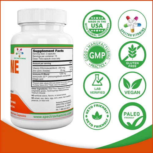 Miniatura 5 de Suplemento inmune D con inmunolina, vitamina D3, zinc para hombres, mujeres, adultos y personas mayores, recomendado para todo el año, 30 cápsulas