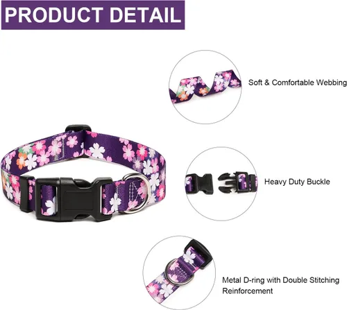 Miniatura 3 de Mercano Collar ajustable para perros - Diseños especiales con patrones, collar suave de nylon cómodo y resistente para perros pequeños, medianos