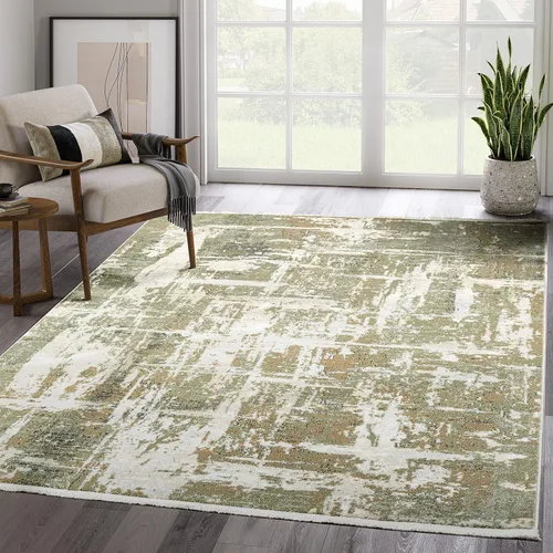 Abani Savoy Collection - Alfombra de área, diseño contemporáneo verde/crema, 6 x 9 pies, fácil de limpiar, duradera para niños y mascotas, no