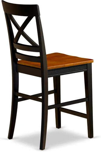 Miniatura 8 de East West Furniture QUC-BLK-W Quincy - Sillas de comedor de cocina, sillas de asiento de madera con respaldo cruzado, juego de 2, color negro