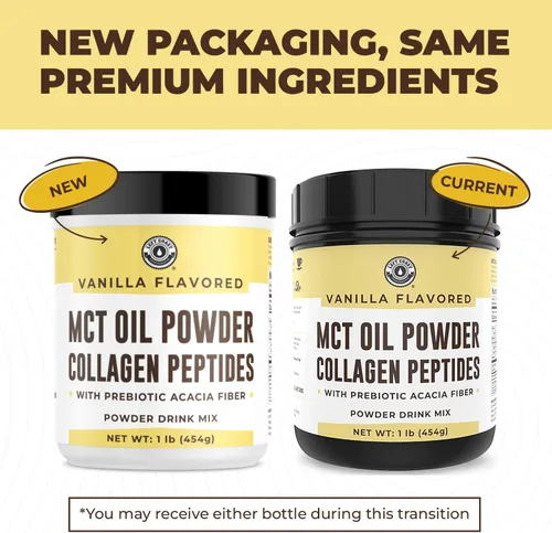 Miniatura 2 de MCT - Aceite en polvo con fibra de acacia y péptidos de colágeno, proteína de colágeno prebiótica, 0.35 onzas de MCT de cocos, crema de café keto