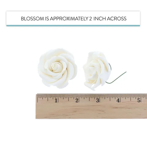 Miniatura 4 de Global Sugar Art Rebecca Rose Sugar Cake Flowers - Flores blancas de 2 pulgadas, 8 unidades por Chef Alan Tetreault Blanco 2 pulgadas