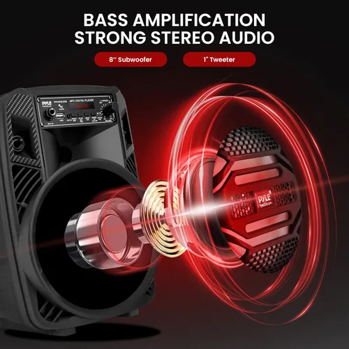 Miniatura 2 de Portable Bluetooth PA Speaker System - 300W Rechargeable Outdoor Bluetooth Speaker Portable PA System w/ 8” Subwoofer 1” Tweeter, Microphone in