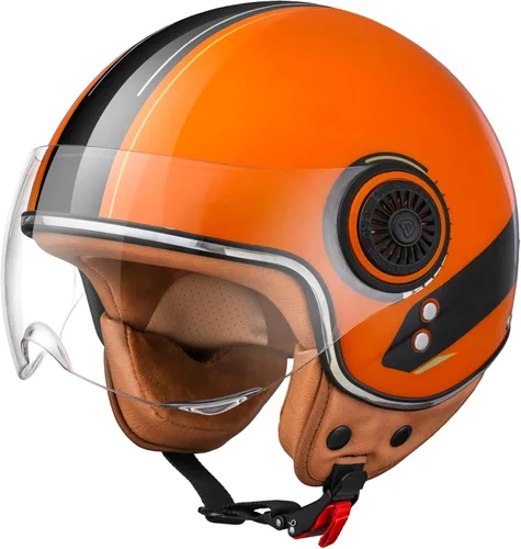 Miniatura 7 de Casco de motocicleta de cara abierta para adultos, casco de cara media para motoneta para hombres, casco retro 3/4 Vespa, casco de motocicleta