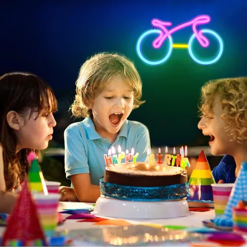 Miniatura 3 de ENUOLI Letreros de neón para bicicleta para decoración de pared, luces de neón de bicicleta para dormitorio, luz LED para bicicleta con USB