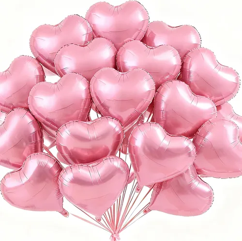 Miniatura 20 de 100 globos en forma de corazón de 5 pulgadas, globos de aluminio de Mylar de papel de aluminio para decoración de mujeres y niñas, día de San