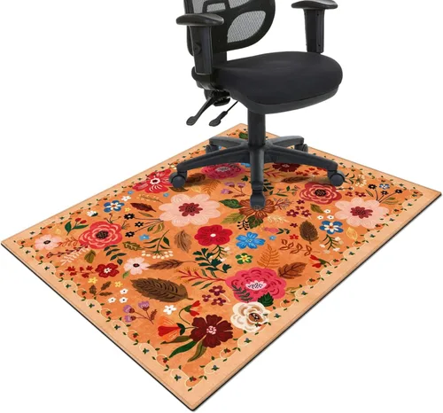 Miniatura 10 de Tapete para silla de oficina para suelo de madera dura y azulejos, tapete bohemio floral de 36"x48" para silla de computadora de oficina para sillas