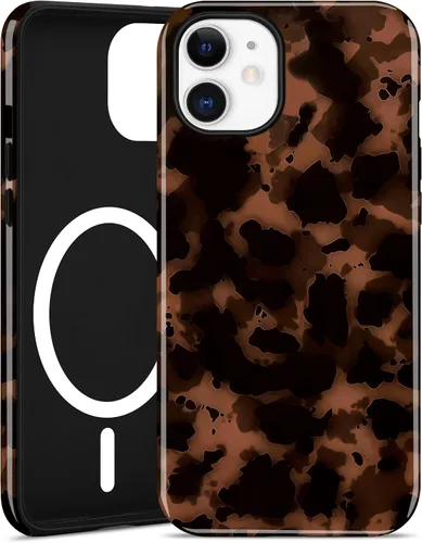 Miniatura 20 de Jusy Compatible con MagSafe Brown Tortoise Shell Print Phone Case para iPhone 7/8/SE, funda protectora magnética de lujo de TPU suave
