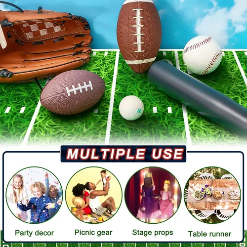 Miniatura 5 de Boao Suministros para fiestas de fútbol de 10 pies, para pasillos de campo, mantel de aterrizaje para el día del juego, suministros de letreros
