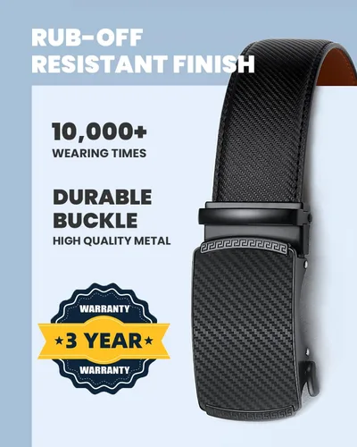 Miniatura 3 de Zitahli Cinturón para hombre, vestido de cinturón de trinquete con cuero de primera calidad de 1 38 pulgadas, cinturón deslizante con hebilla