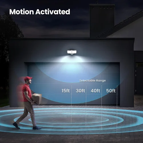 Miniatura 4 de Feit Electric Luz de inundación LED con sensor de movimiento, luz de seguridad de doble cabezal de 2000 lúmenes, 5CCT (2700K-6500K), luz al aire