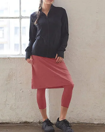 Miniatura 5 de Falda de tenis para mujer de 20 pulgadas hasta la rodilla con leggings integrados, faldas de golf, leggings con falda con bolsillos