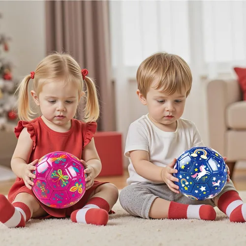 Miniatura 3 de ZOOJOY Balón de fútbol de tamaño 2 para niños pequeños, paquete de 2 pelotas de fútbol para niños con bolsa de malla de bomba, mariposa y unicornio