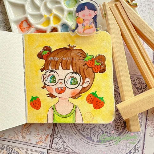 Miniatura 5 de Cuaderno de dibujo de acuarela portátil, papel de acuarela de grano fino de 10.58 ozm, cuaderno de dibujo de viaje, cuaderno de bocetos