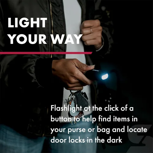 Miniatura 4 de Alarma personal 2 en 1 de SABRE con luz LED, sirena de seguridad personal de 130 dB, gancho de enganche para acceso instantáneo, rango de 1,250 pies