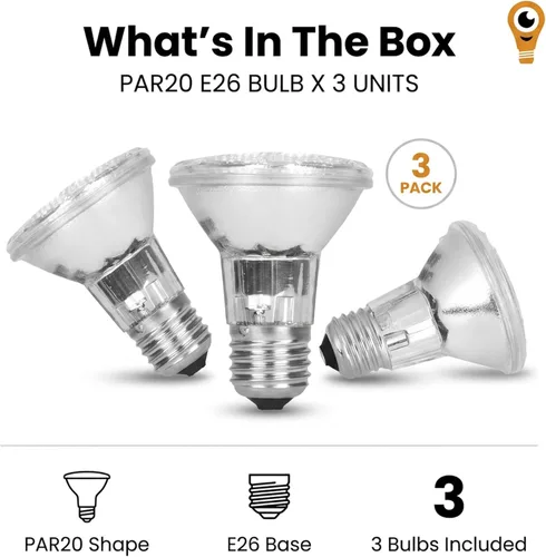 Miniatura 9 de Par 20 Paquete de 3 bombillas halógenas FL25 50PAR20/FL 50 vatios de repuesto 120 V 130 V base de haz de inundación iluminación campana campana