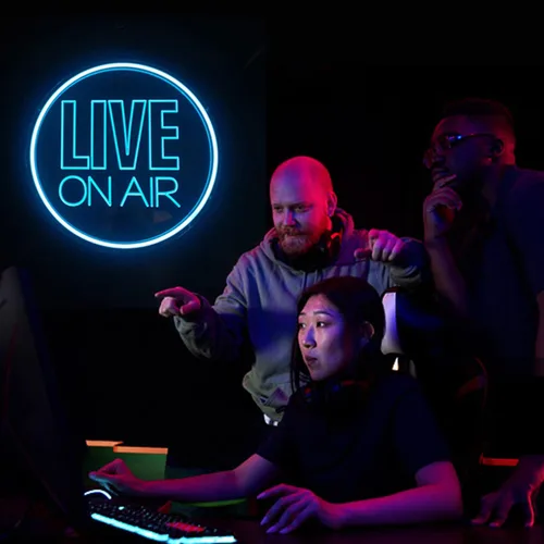 Miniatura 5 de NOXTROND Letrero de luz de neón Live On Air, redondo con luz LED alimentada por USB, regulable, para Tiktok, Twitch Streamer, Gamer, sala