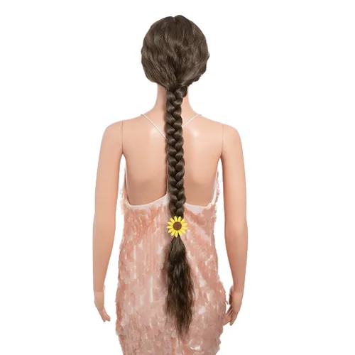 Miniatura 7 de Style Icon Pelucas de Encaje Frontal de 41" Largas Onduladas Sintéticas con Baby Hair Ombre Marrón Claro Estilo Bohemio Semi Atadas a Mano Densidad