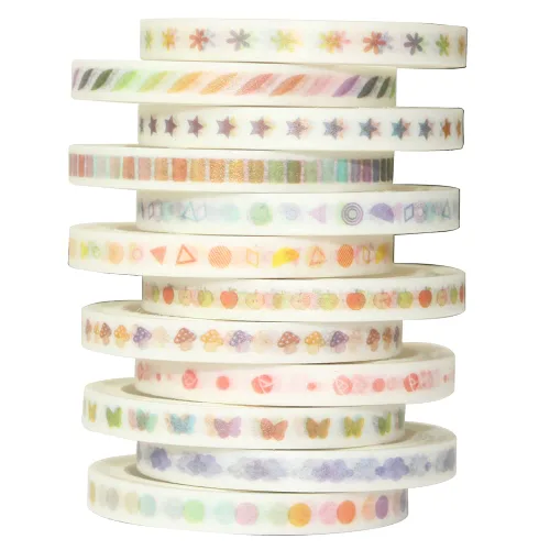 Juego de cinta washi básica delgada 12 rollos de cintas decorativas de 5 mm de ancho para álbum de recortes, manualidades, proyectos de arte,