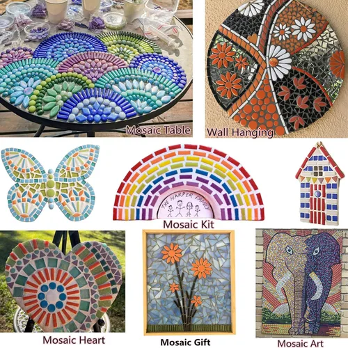 Miniatura 9 de Youway Style Azulejos de Mosaico para Manualidades a Granel, 200g Piezas de Vidrio de Mosaico de Colores Verdes, Azulejos de Vidrio en Tiras
