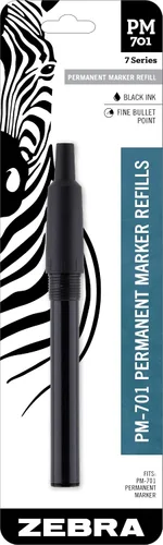 Miniatura 9 de Zebra Pen PM-701 - Marcador permanente, barril de acero inoxidable, punta fina, tinta negra, recargable, paquete de 1 unidad