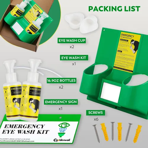 Miniatura 7 de CGOLDENWALL Estación de lavado de ojos Estaciones de lavado de ojos aprobadas por la OSHA, kit de lavado de ojos de emergencia portátil montado