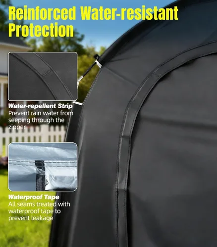 Miniatura 4 de Housolution Bike Storage Tent Shed for 3 Bikes, Outdoor Portable 210D Oxford Thick PU4000 Waterproof Bike Cover with Ventilated Window, Bike Tent