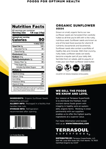 Miniatura 2 de Semillas de girasol con cáscara deTerrasoul Superfoods (orgánico).