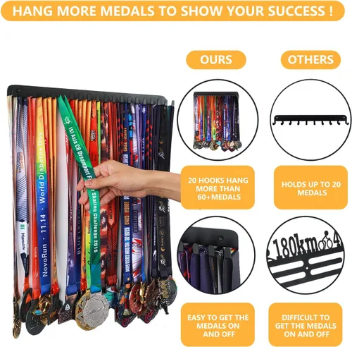 Miniatura 4 de Goutoports Exhibidor Colgador de Medallas - She Believed She Could She Did - Colgador de Pared Personalizado para Medallas de Corredor de Carreras