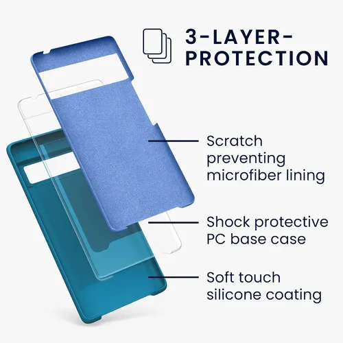 Miniatura 2 de kwmobile Funda Compatible con Google Pixel 6 Pro - Funda de Teléfono de Silicona TPU con Acabado Suave - Azul Caribe