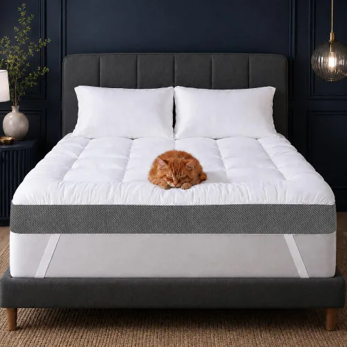 Miniatura 9 de HYPREST Twin XL Mattress Topper, 4 Inch Cooling Cotton Pillow Top with 2000 GSM Shredded Memory Foam Dorm- Soft & Supportive for Back Pain
