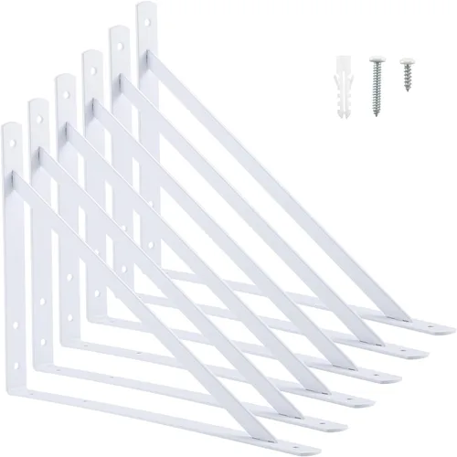Miniatura 10 de HOME MASTER HARDWARE Soportes de estante resistentes de 12 x 8 pulgadas, capacidad de carga: 600 libras, soportes de metal negro de 90 grados
